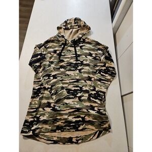 Bobbie Brooks Camouflage Hoodie Long‎ Sleeves High Low Hem Cotton Blend (A1016)